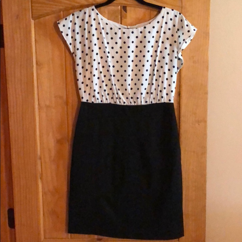 Alya Black and white polka dot mini dress